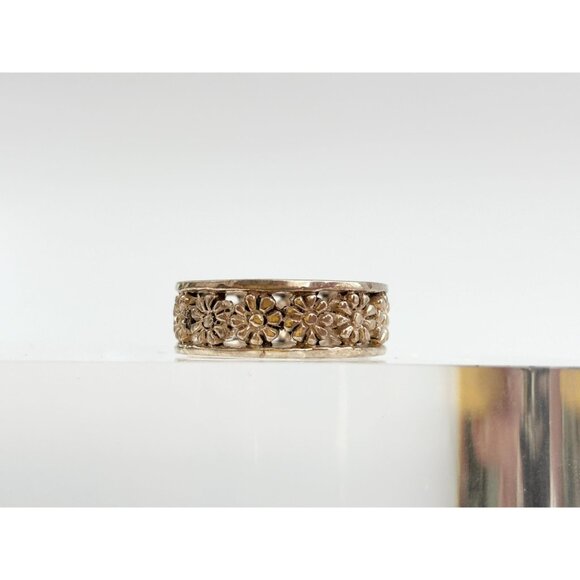 Daisy Floral Cutout Designed 925 Sterling Silver Vintage Ring - sz 9.25 - Picture 4 of 10